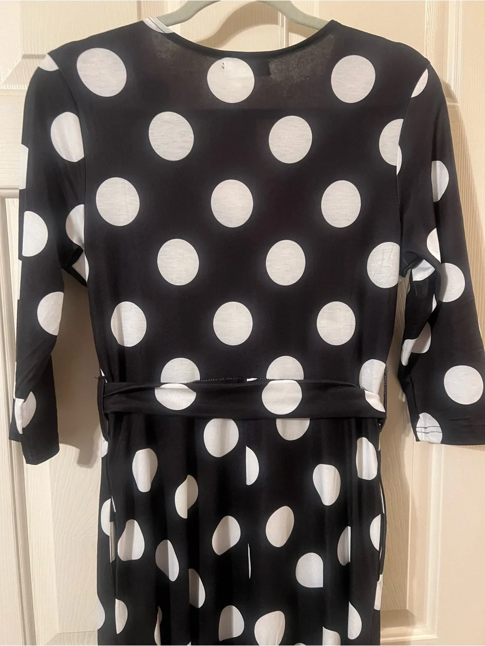 NWT Classic Black & White Polka Dot 3/4 Sleeve Maxi Dress w Pockets Size Small - Picture 9 of 12